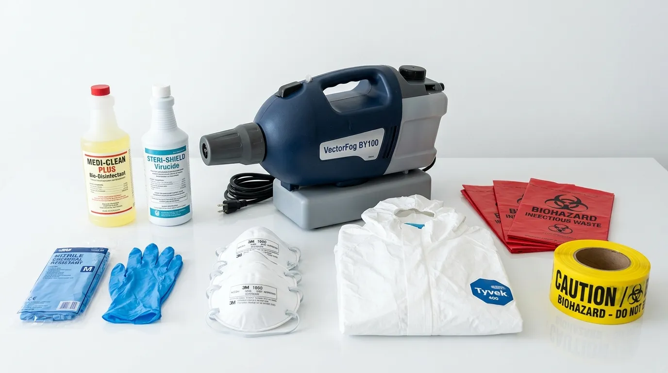 Professional biohazard remediation crew working in McFarland